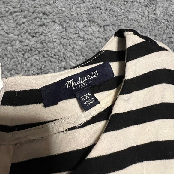 Madewell Dress Womens XXS Sleeveless A line Striped Afternoon black off-white - Picture 8 of 9